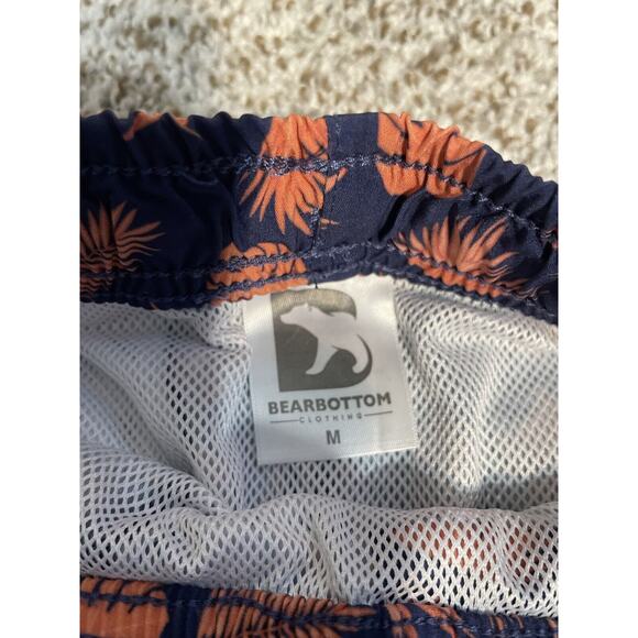 Mens BearBottom Swim Trunks Leaf Floral Blue Orange Size Medium 6" Inseam - Picture 7 of 10